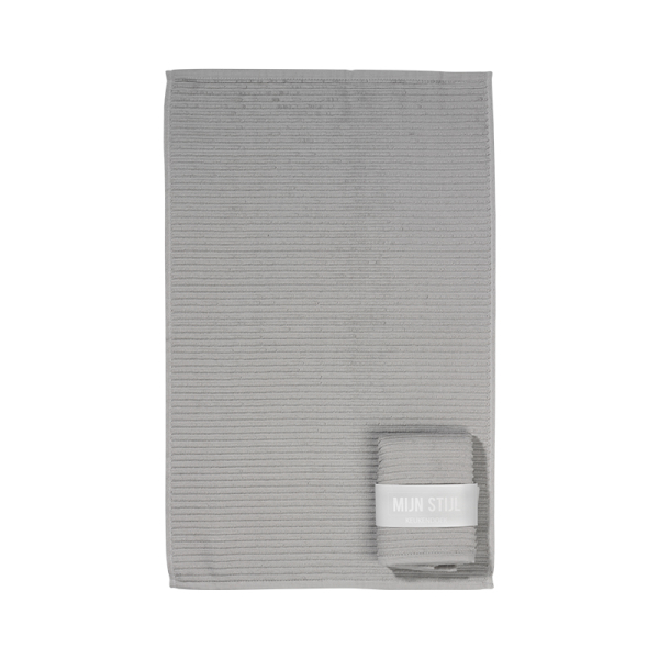 Handdoek (keuken) lichtgrijs met banderol